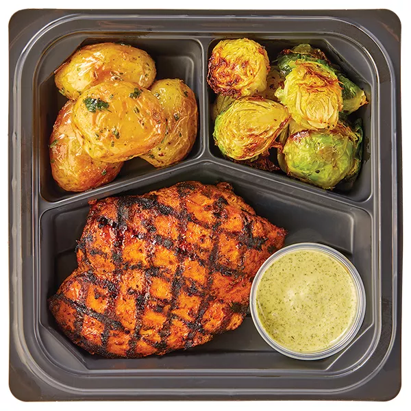 Wegmans Peruvian-Style Chicken Raised without Antibiotics with Tuscan Roasted Potatoes & Roasted Brussels Sprouts