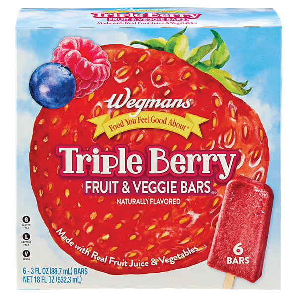 Wegmans Triple Berry Fruit & Veggie Bars, 6 Count
