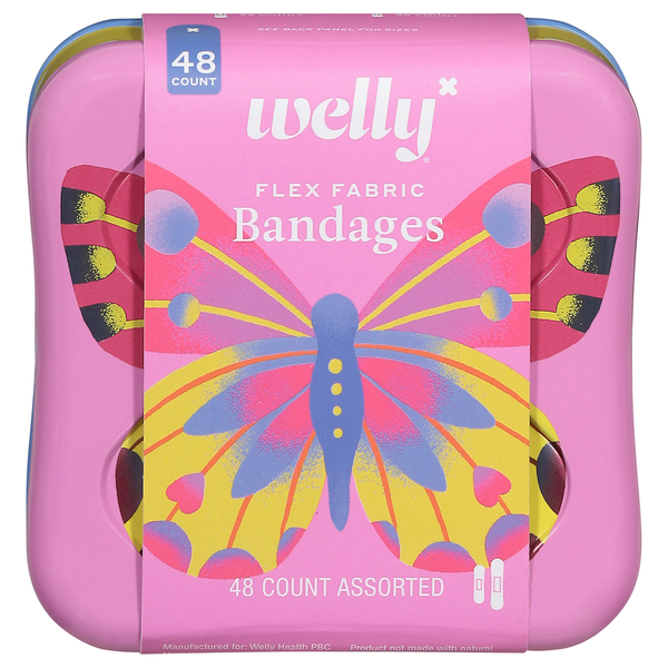 Welly Bravery Badges Butterfly Assorted Flex Fabric Bandages - 48 ct