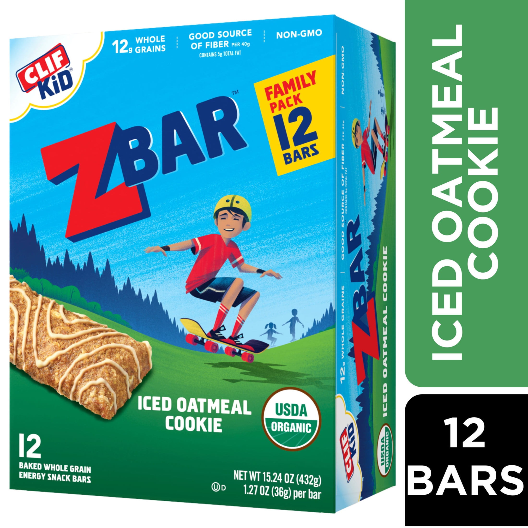 CLIF Kid Zbar - Iced Oatmeal Cookie - Soft Baked Whole Grain Snack Bars - USDA Organic - Non-GMO - Plant-Based