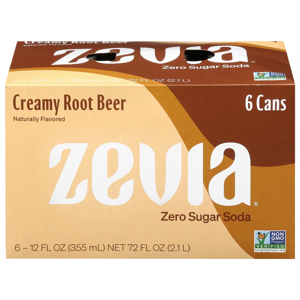 Zevia Creamy Root Beer Zero Calorie Soda - Case of 4/6 pack