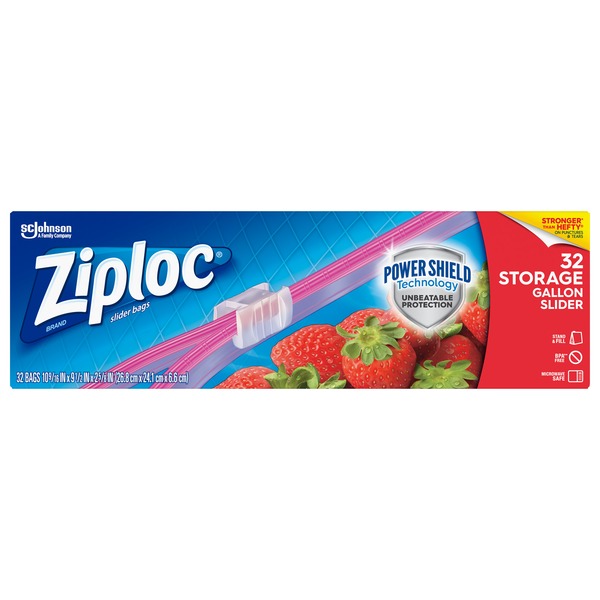 Ziploc Ziploc® brand slider gallon storage bags are made with a durable puncture resistant film, expandable bottoms and Power Shield technology making them e