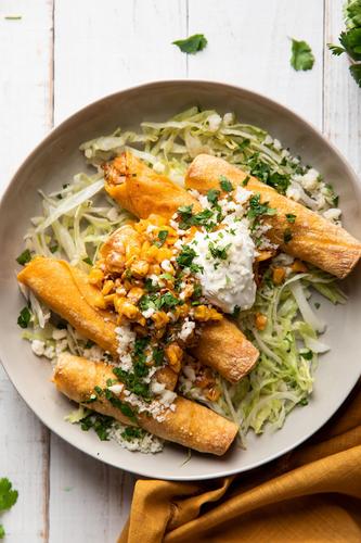 Baked Chicken Taquitos With Mexican Street Corn