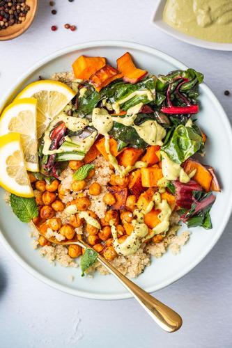 Buddha Bowl With Poblano Tahini Sauce