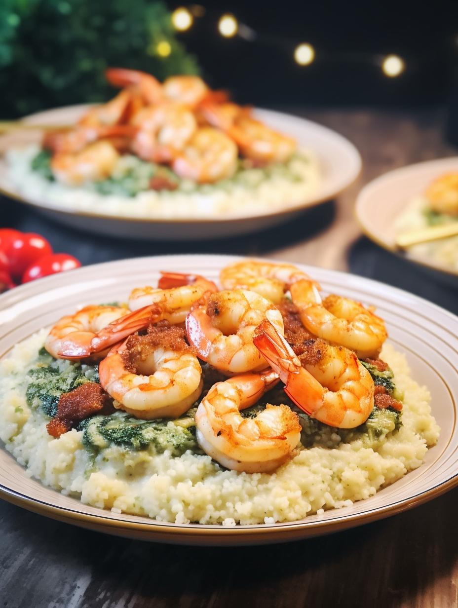 Cajun Shrimp with Creamy Spinach and Cauliflower Rice