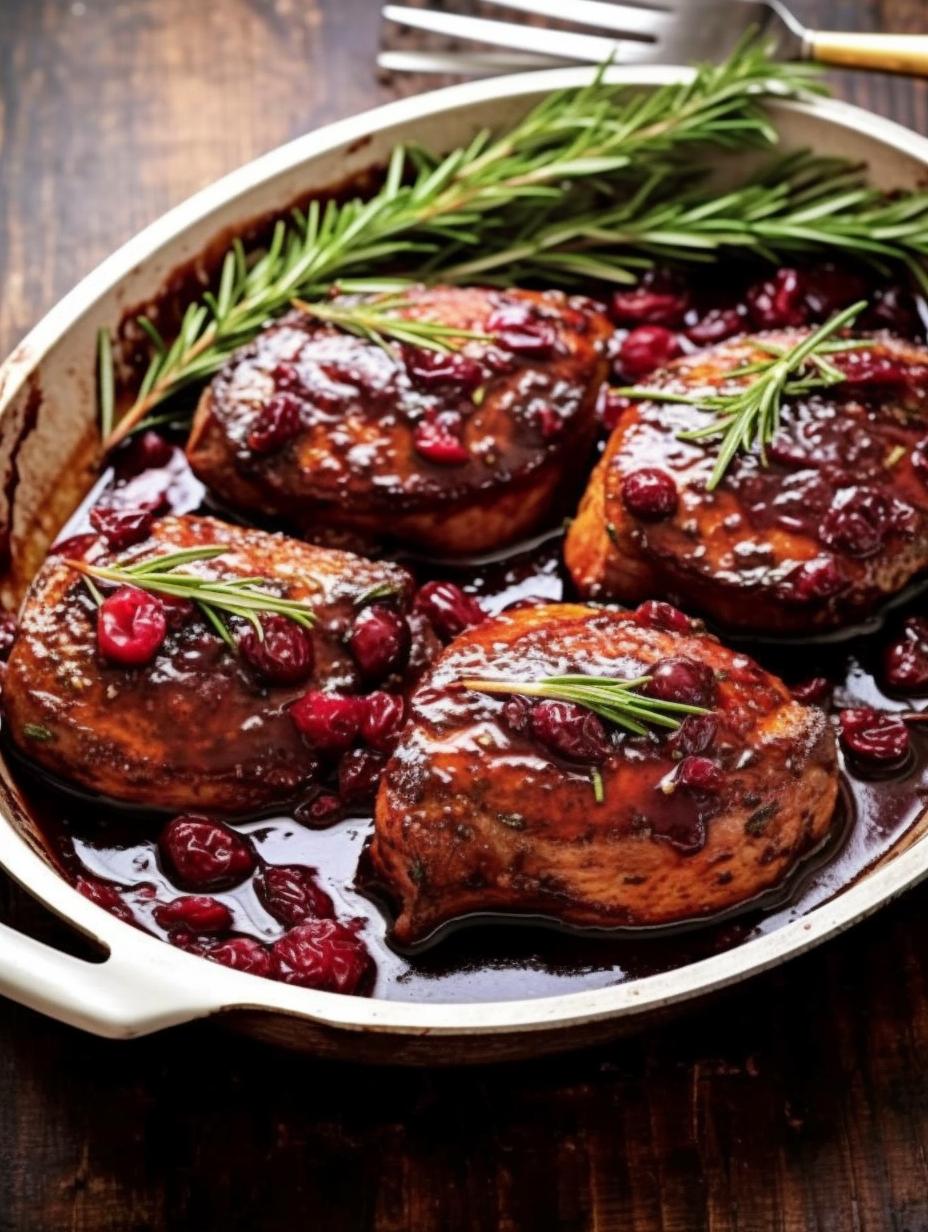 Caramelized Cranberry-Glazed Pork Chops