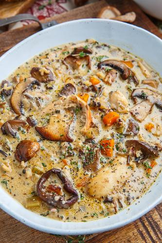 Creamy Mushroom Chicken and Wild Rice Soup