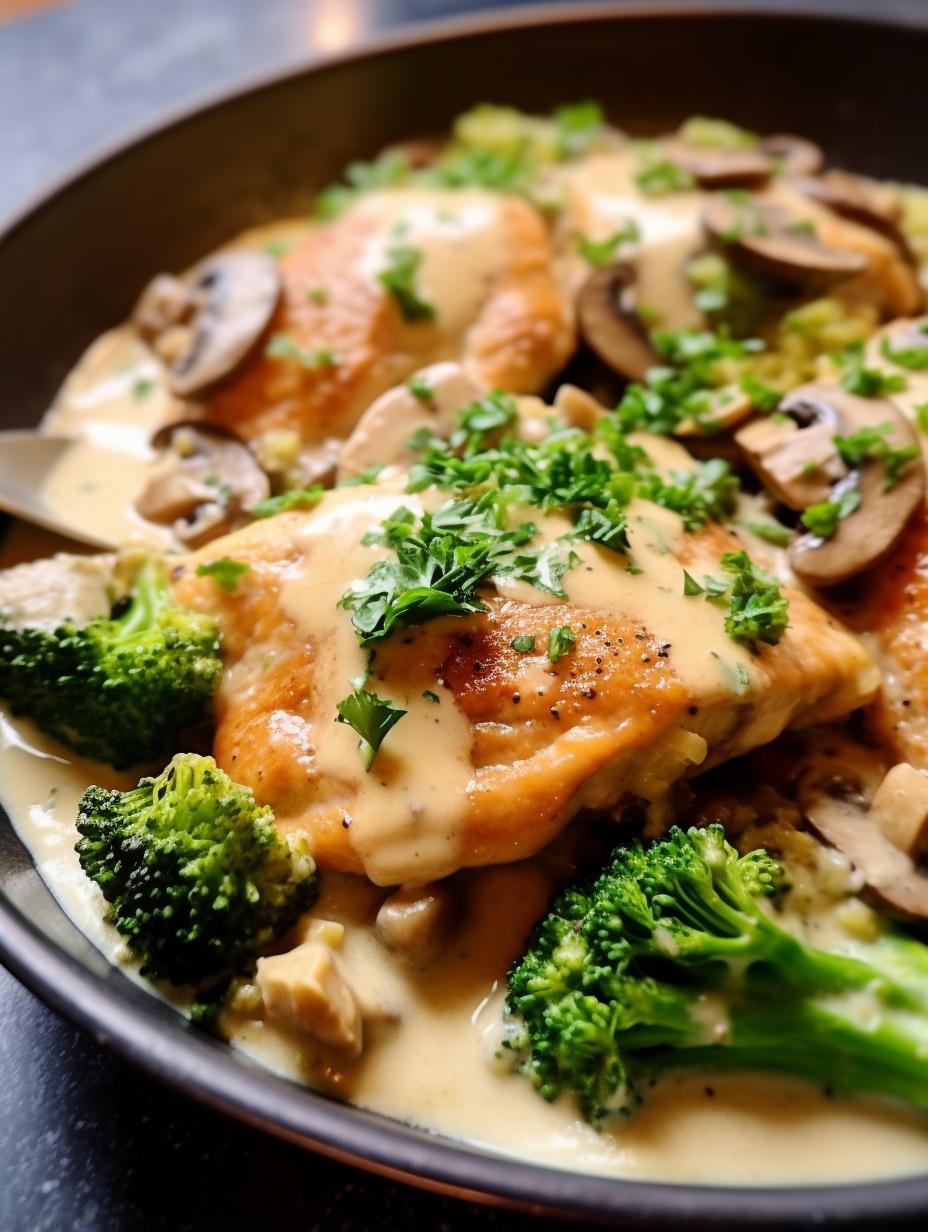 Creamy Parmesan Chicken with Broccoli and Mushrooms
