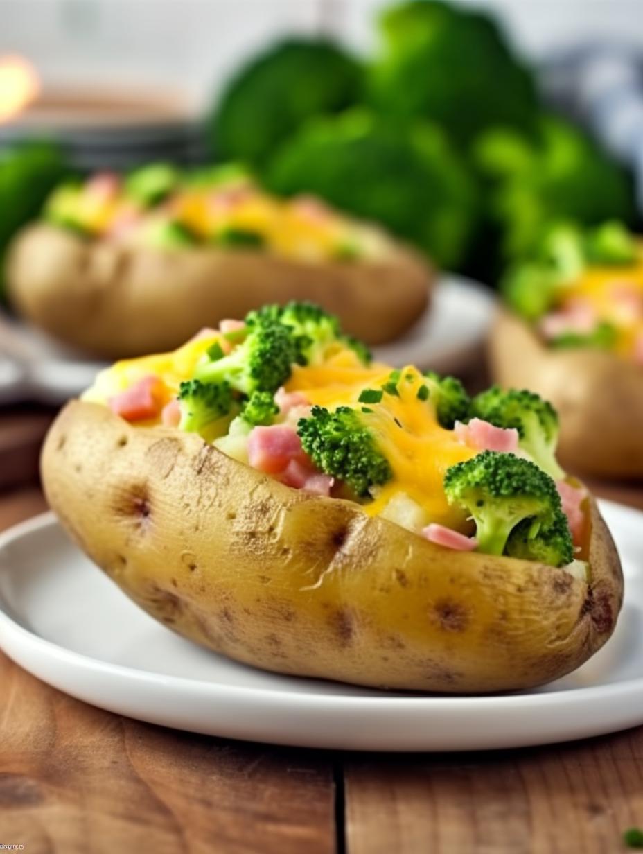 Double Delight: Cheesy Ham & Broccoli Stuffed Potatoes