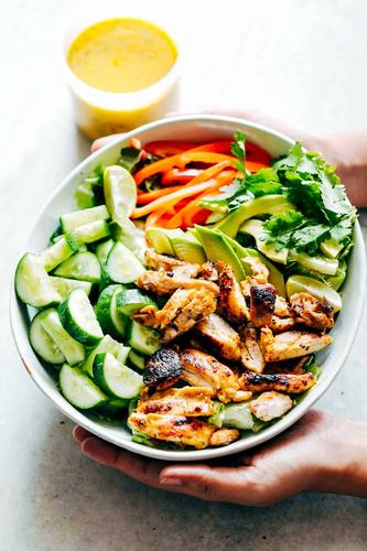 Grilled Chicken Mango Salad with Mango Cilantro Dressing