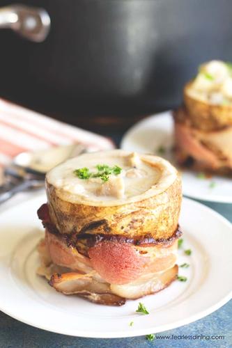 Homemade Gluten Free Clam Chowder in Potato Bowls