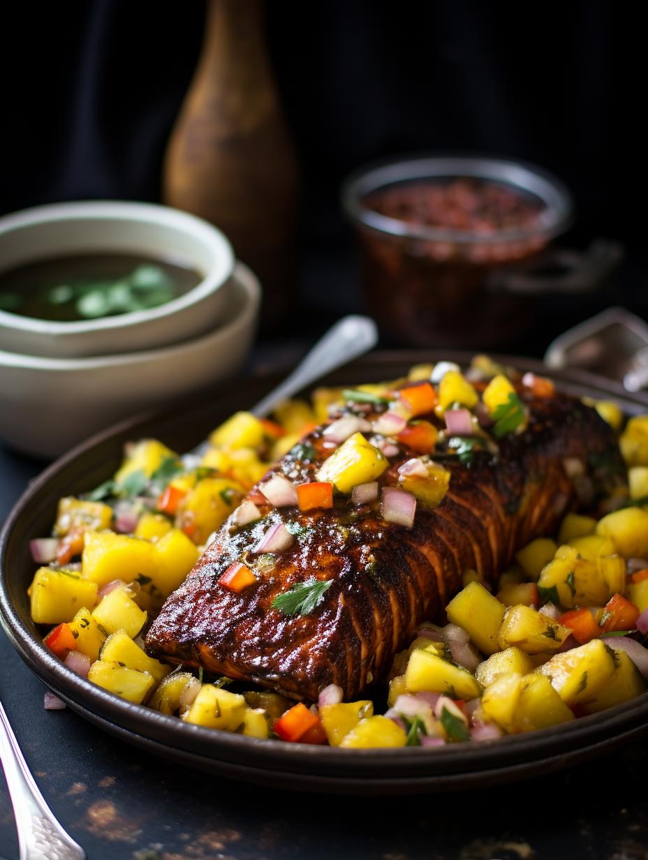 Jamaican Jerk Salmon with Mango Salsa & Crispy Potatoes