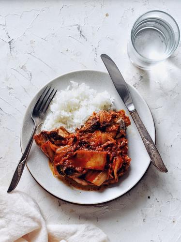 Korean Pork Chops + Kimchi Pan Sauce