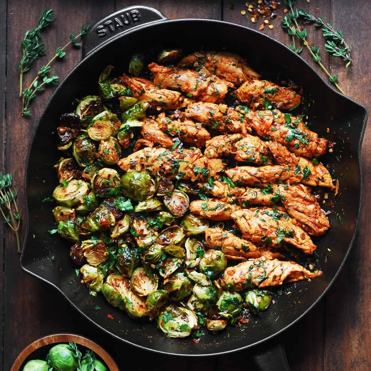 Lemon Garlic Butter Chicken and Brussels Sprouts