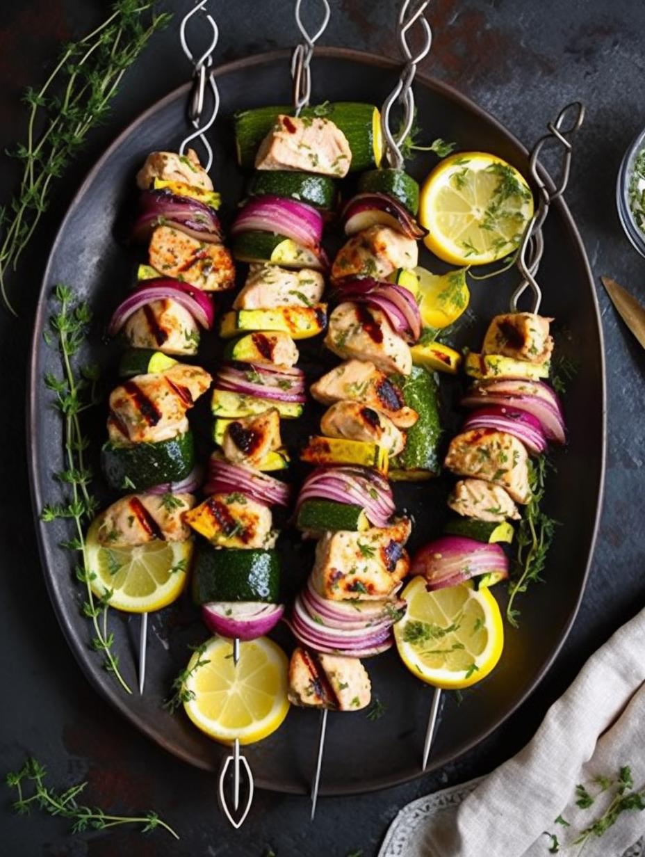 Lemon Herb Chicken and Zucchini Skewers