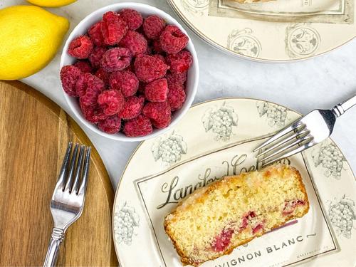 Lemon Loaf Cake with Raspberries