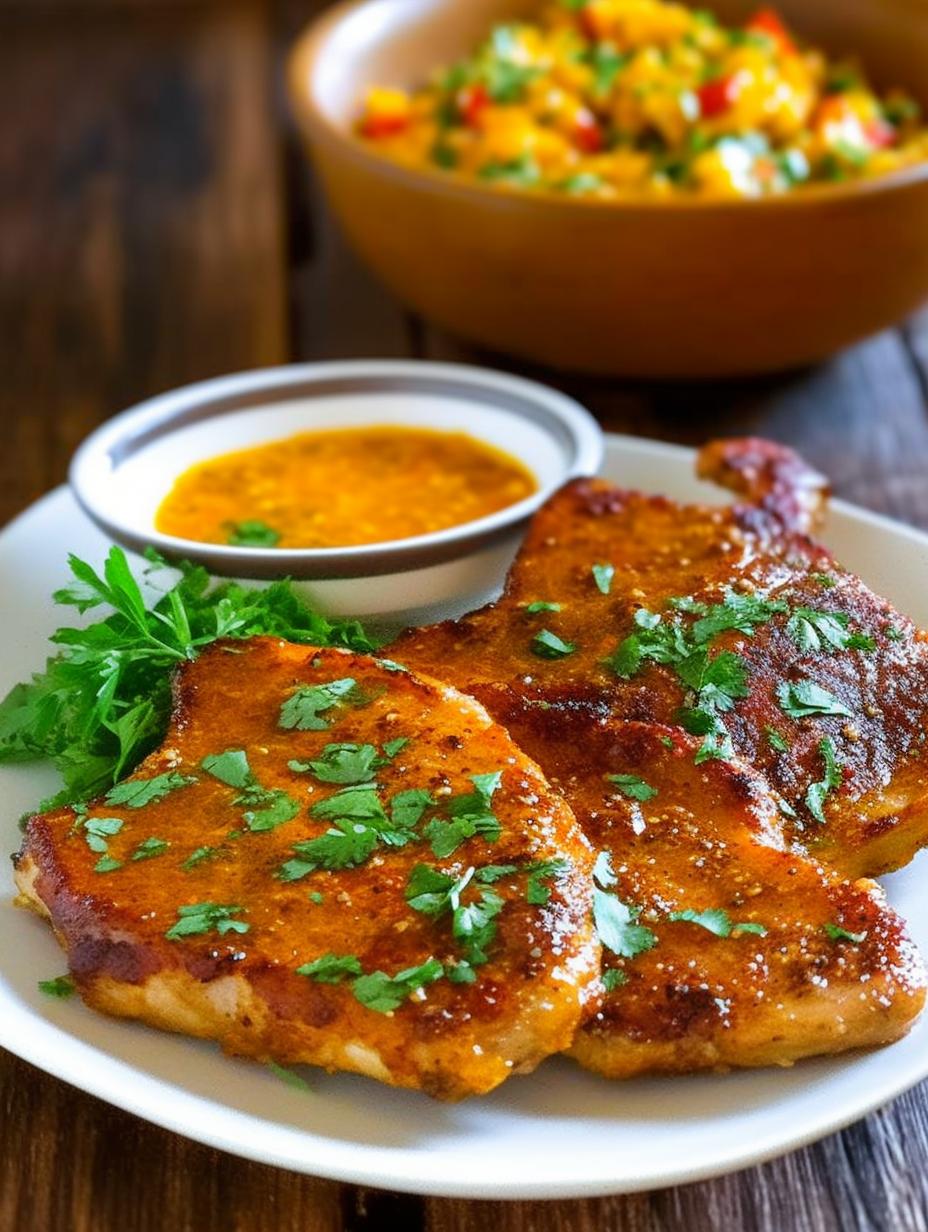 Mango Curry Glazed Pork Chops