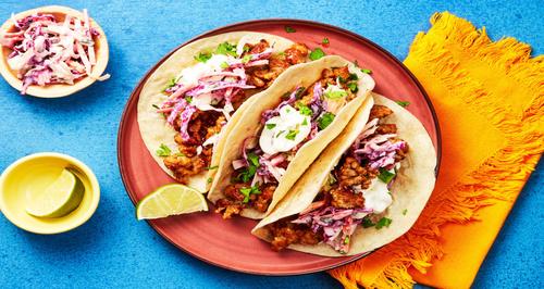 Mojo Pork Tacos with Creamy Cilantro Slaw