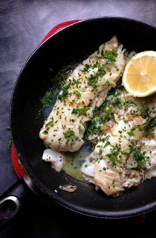 Pan Roasted Cod with Fresh Herbs and Lemon