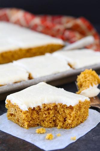 Pumpkin Sheet Cake with Brown Butter Cream Cheese Frosting