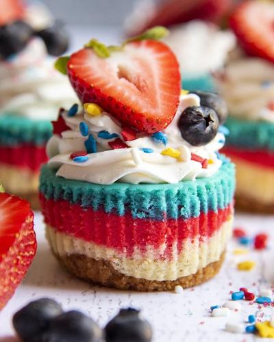 Red, White, and Blue Mini Cheesecakes