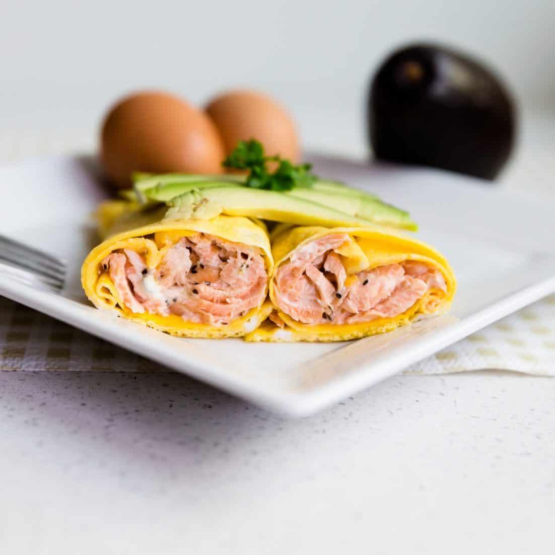 Salmon Cream Cheese Egg Roll Up