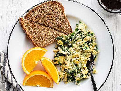 Scrambled Eggs with Spinach and Feta