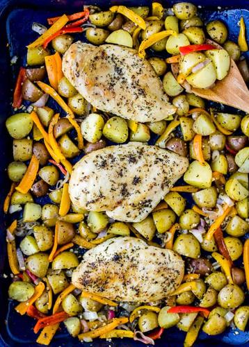 Sheet Pan Italian Chicken with Potatoes and Peppers