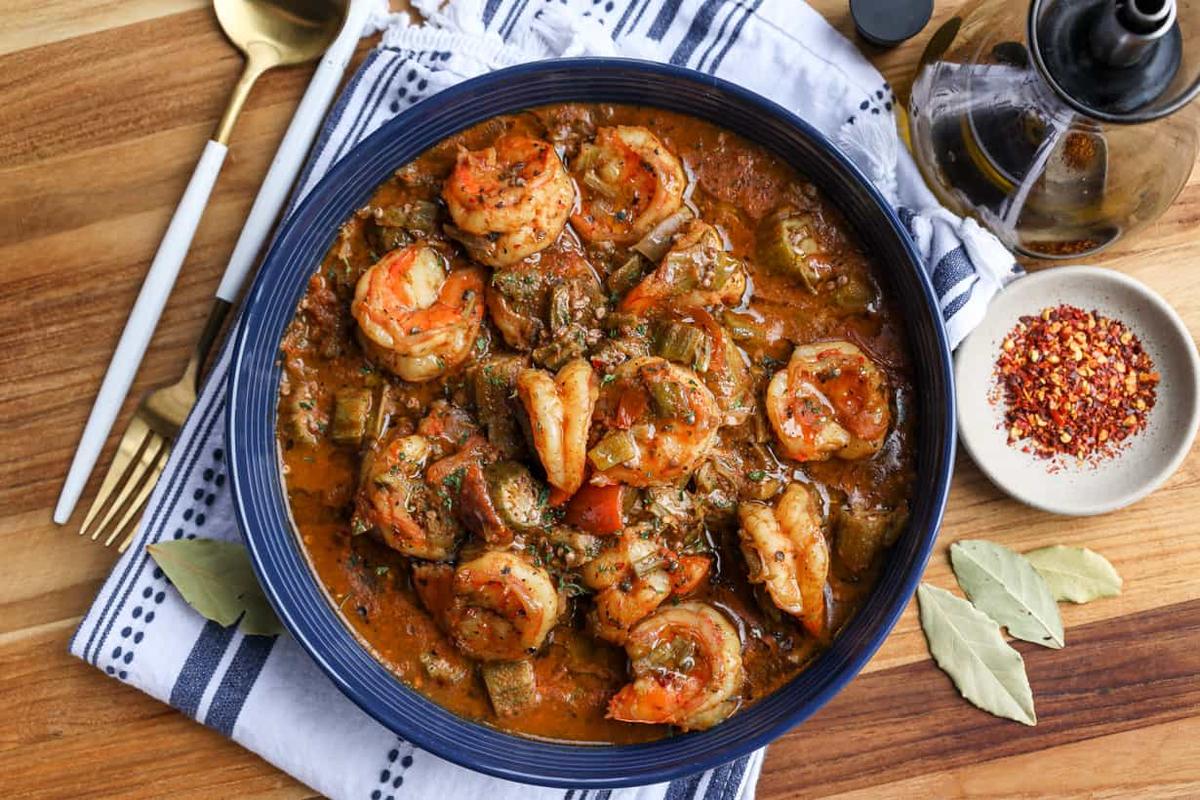 Smothered Okra With Shrimp