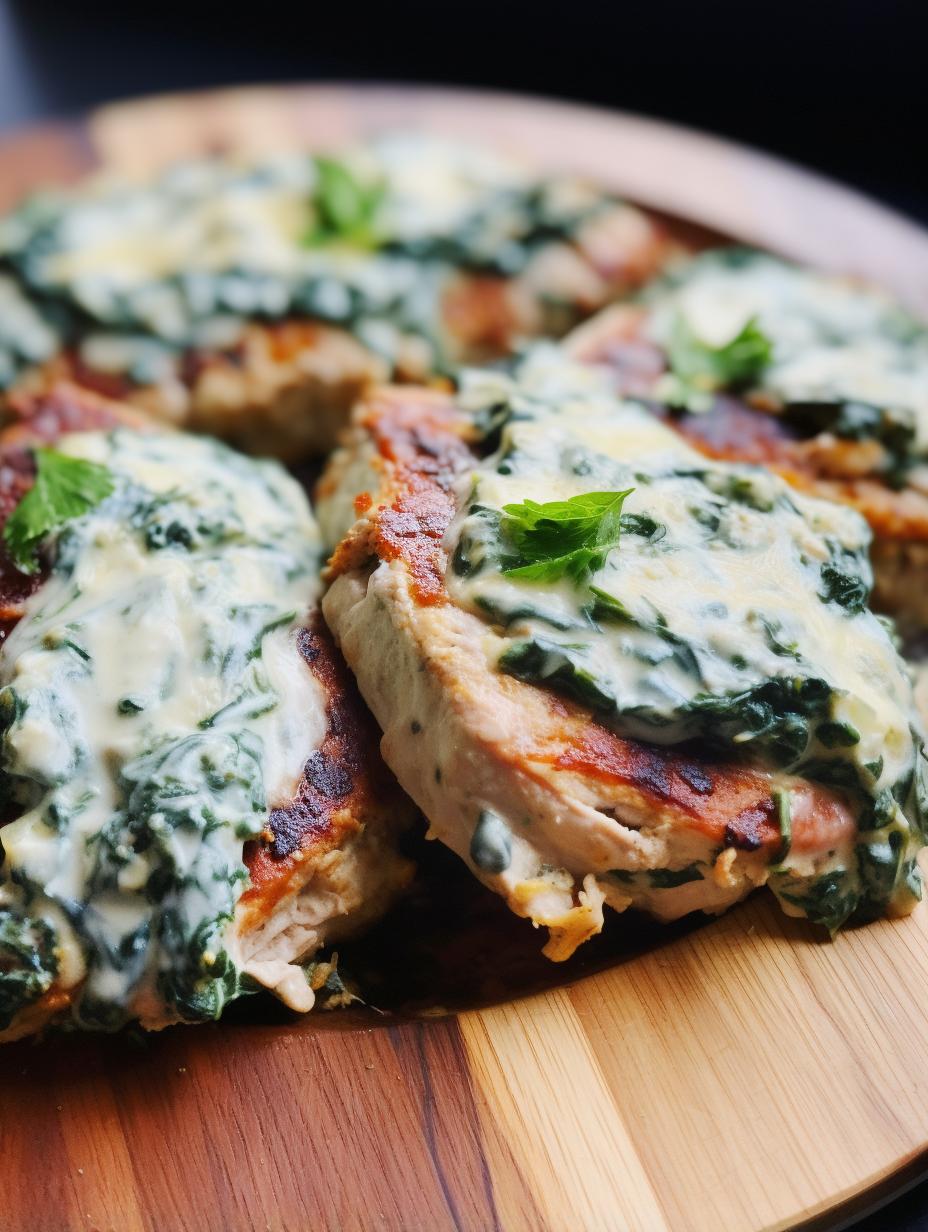 Stacked Spinach-Cheese Pork Chops