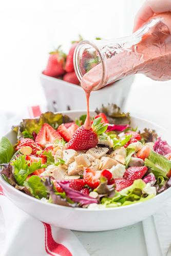 Strawberry Salad with Chicken and Poppy Seed Dressing