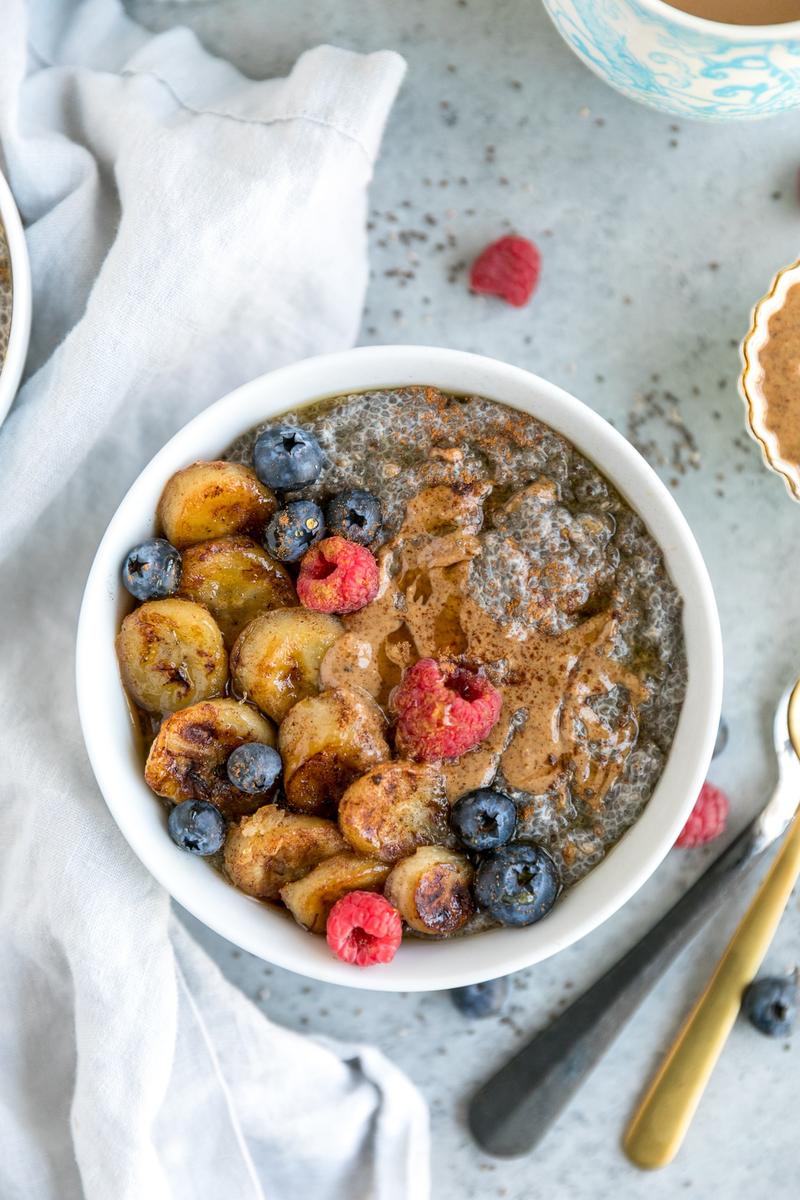 Warm Chia Pudding with Caramelized Bananas