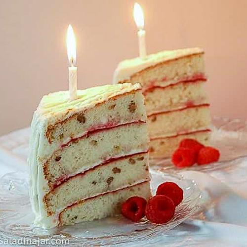 White Cake Recipe with Raspberry Filling and Hickory Nuts 