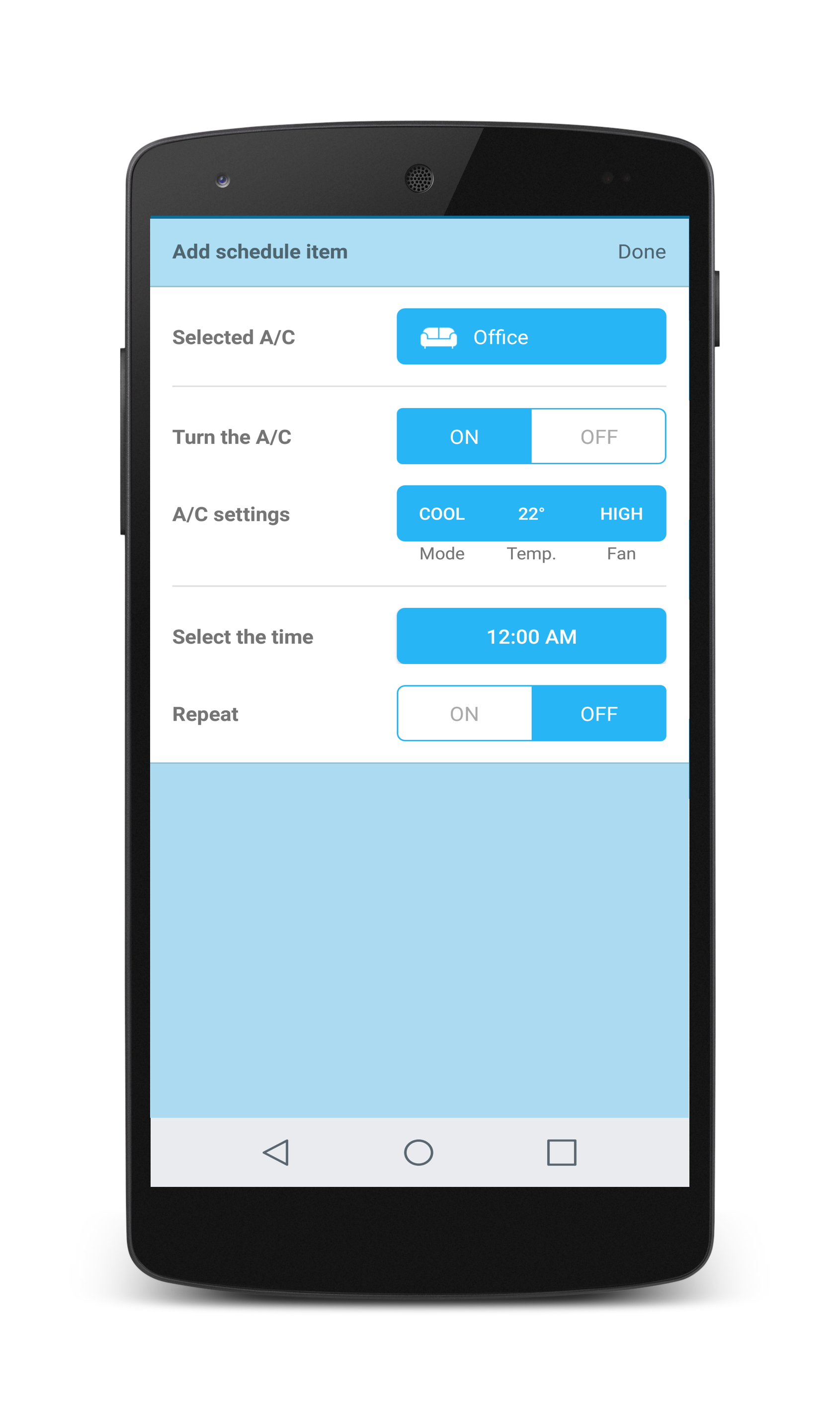 Sensibo scheduling menu