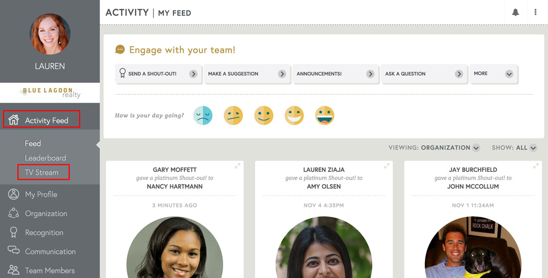 employee engagement software activity feed