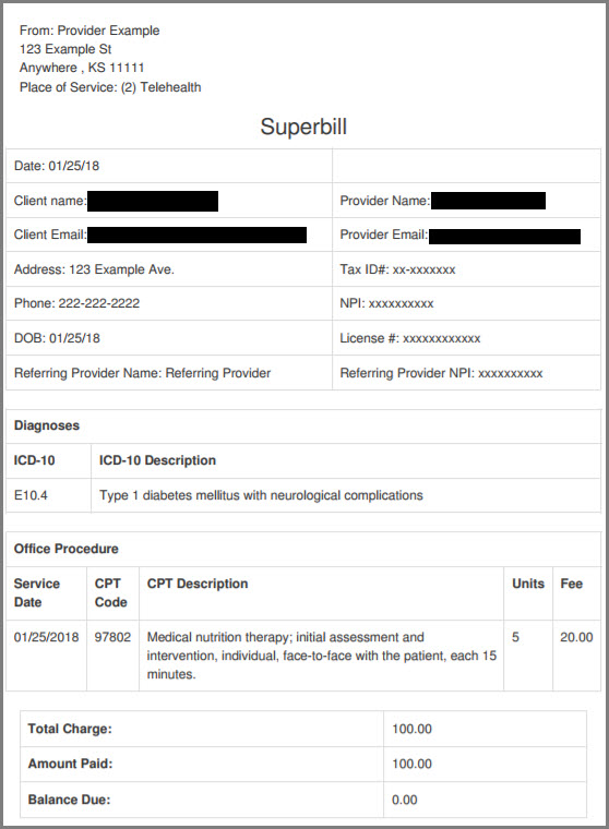 Insurance Superbill Template