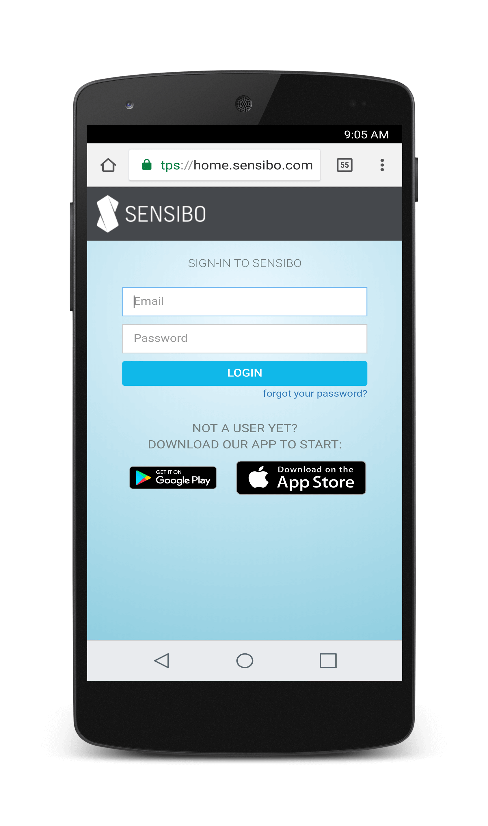 Sensibo insert Sensibo username and password