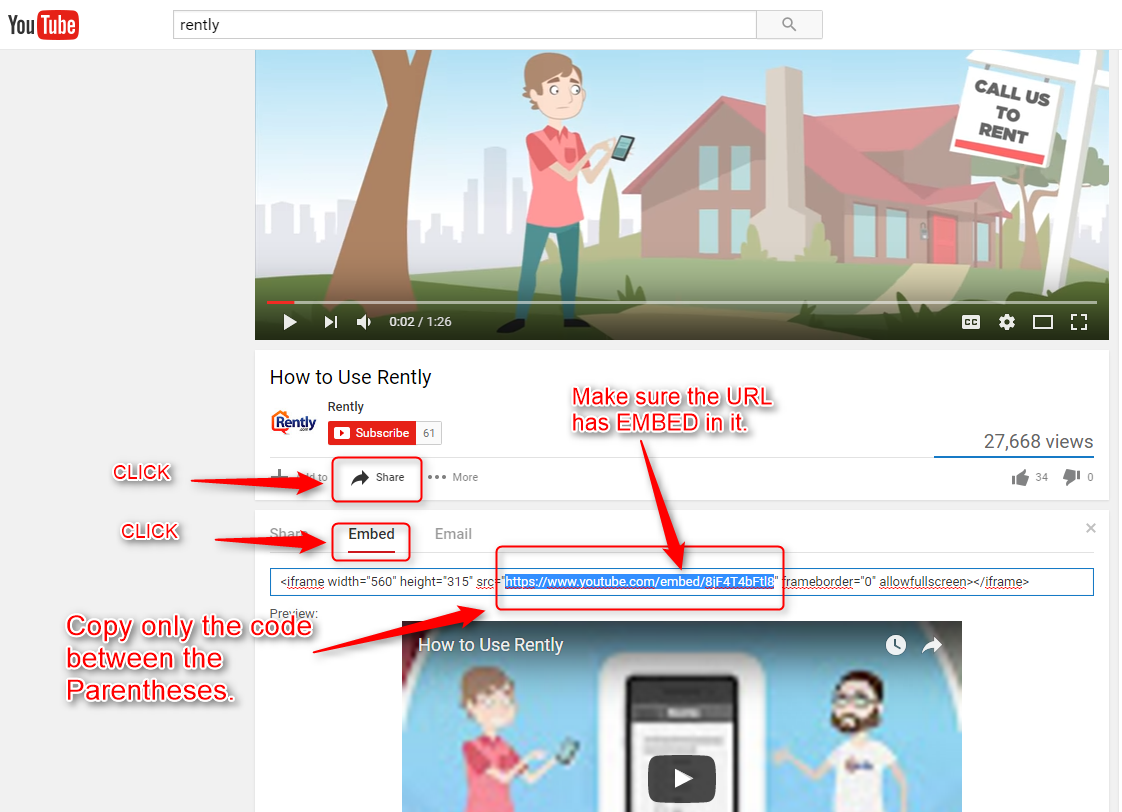 How to add a property video from Youtube