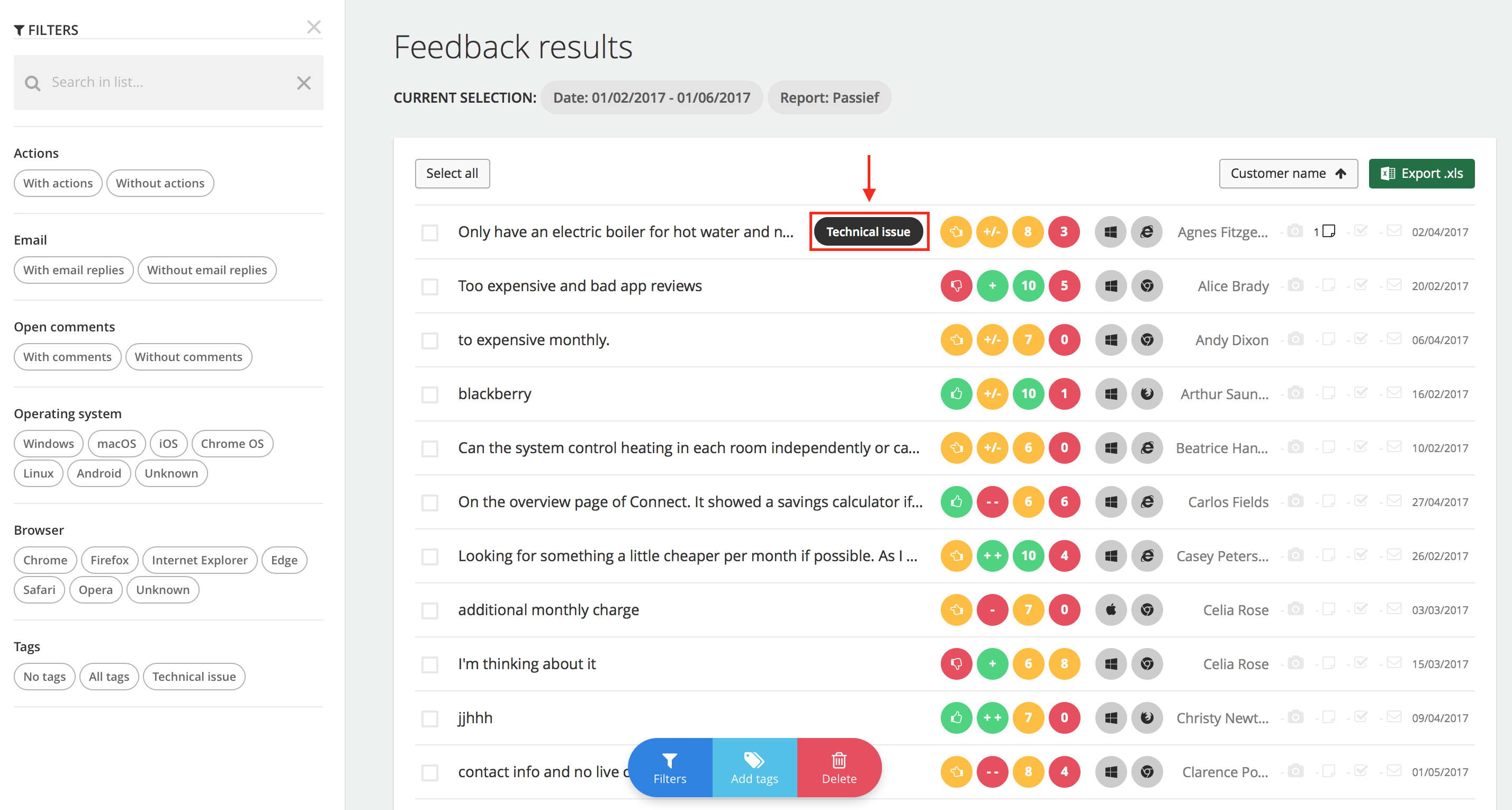 How do I add tags to feedback?