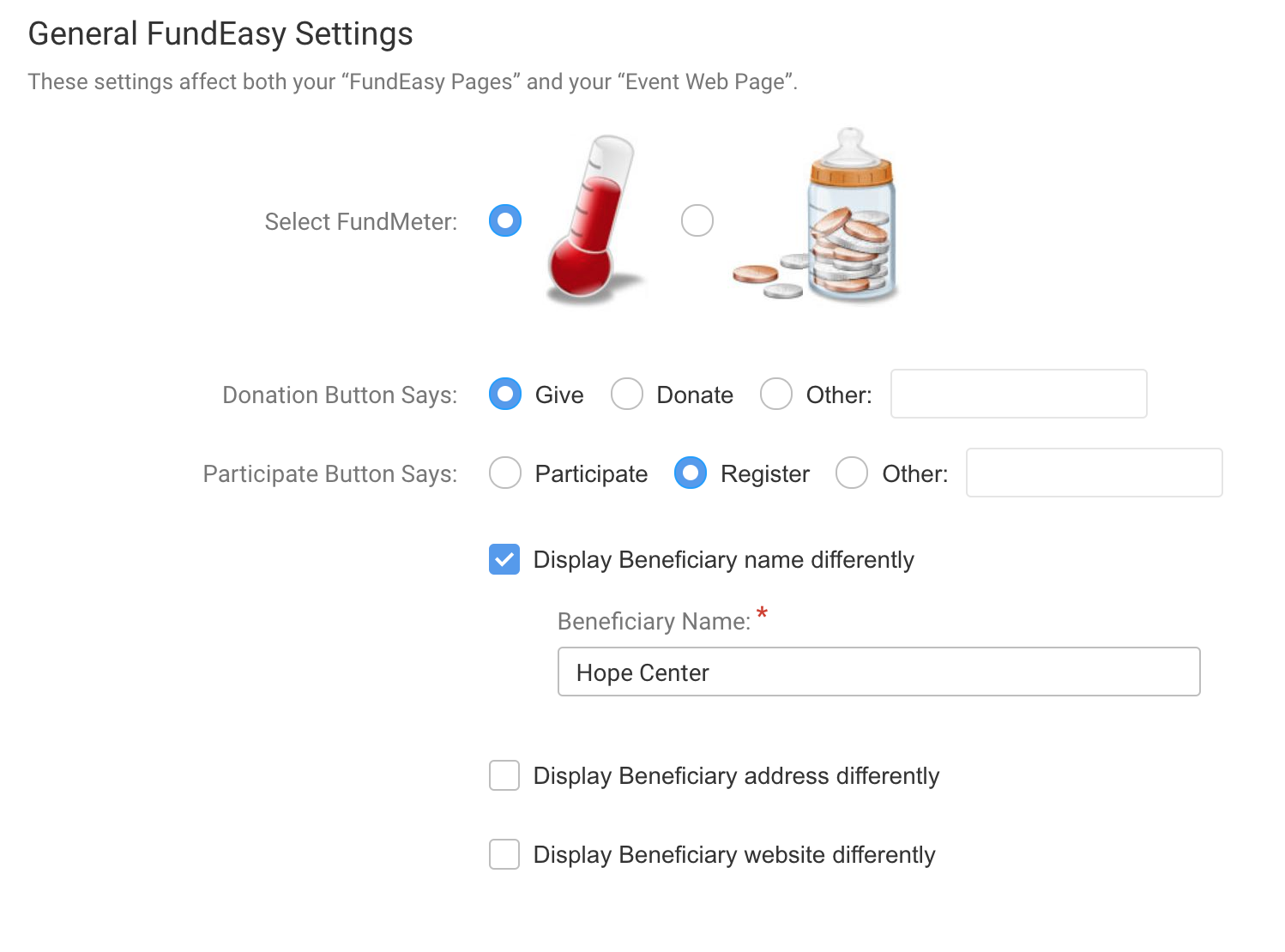 General FundEasy Settings