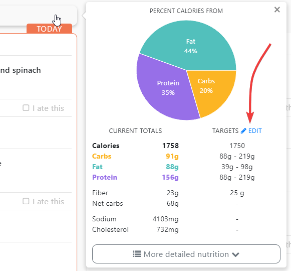 How to change your nutrition targets, or add new Nutrition Profiles
