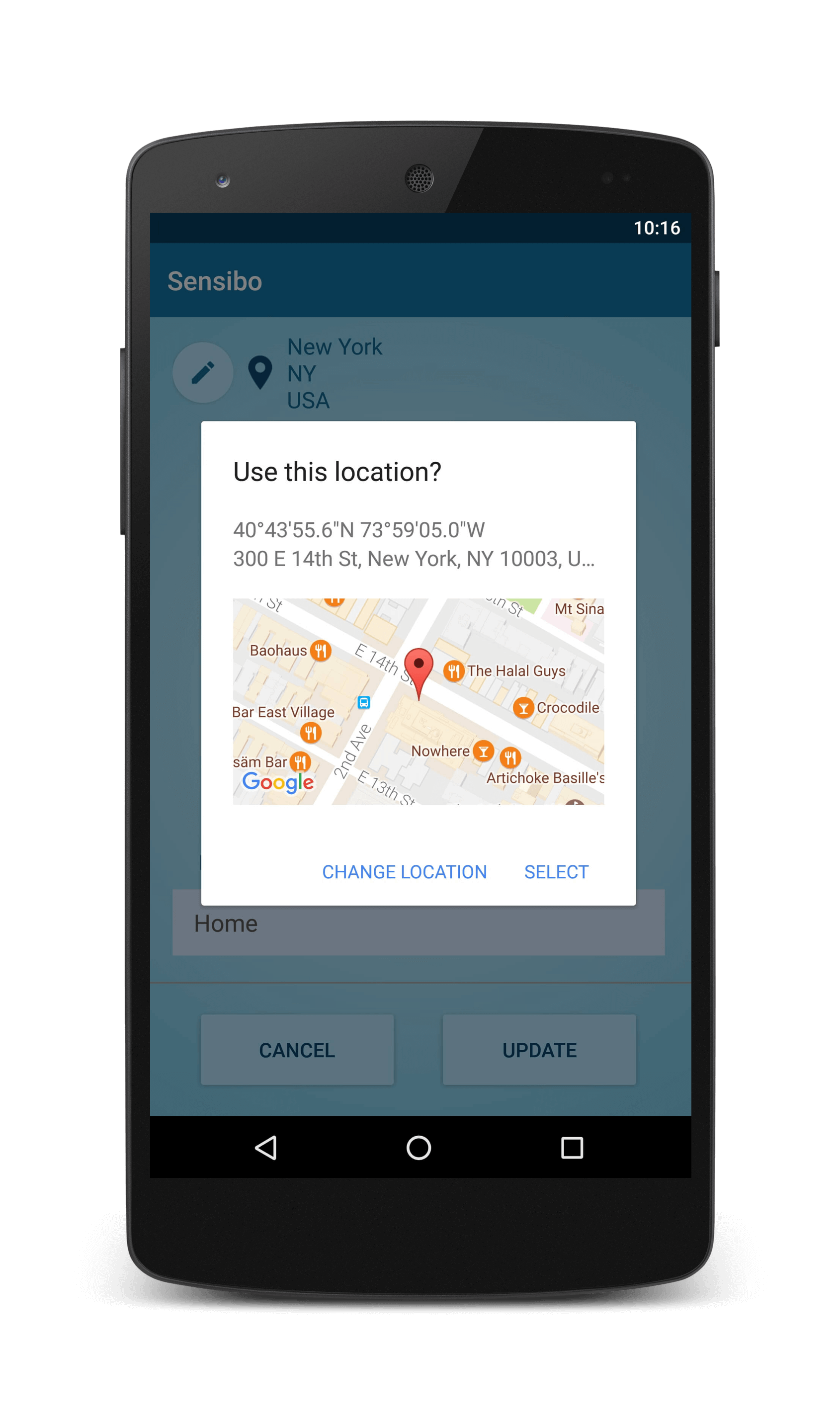 Sensibo update location