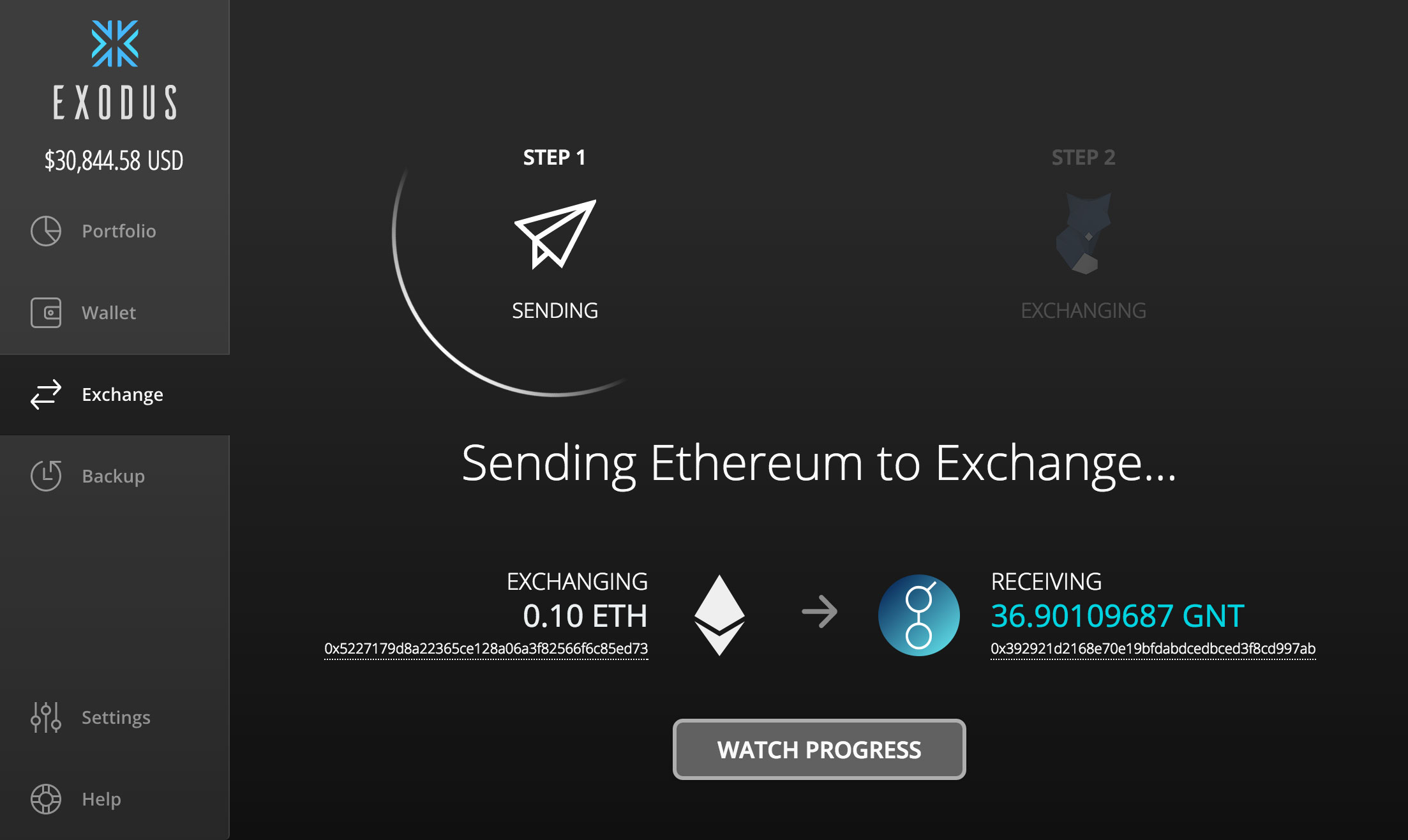 Exodus New Wallet Address