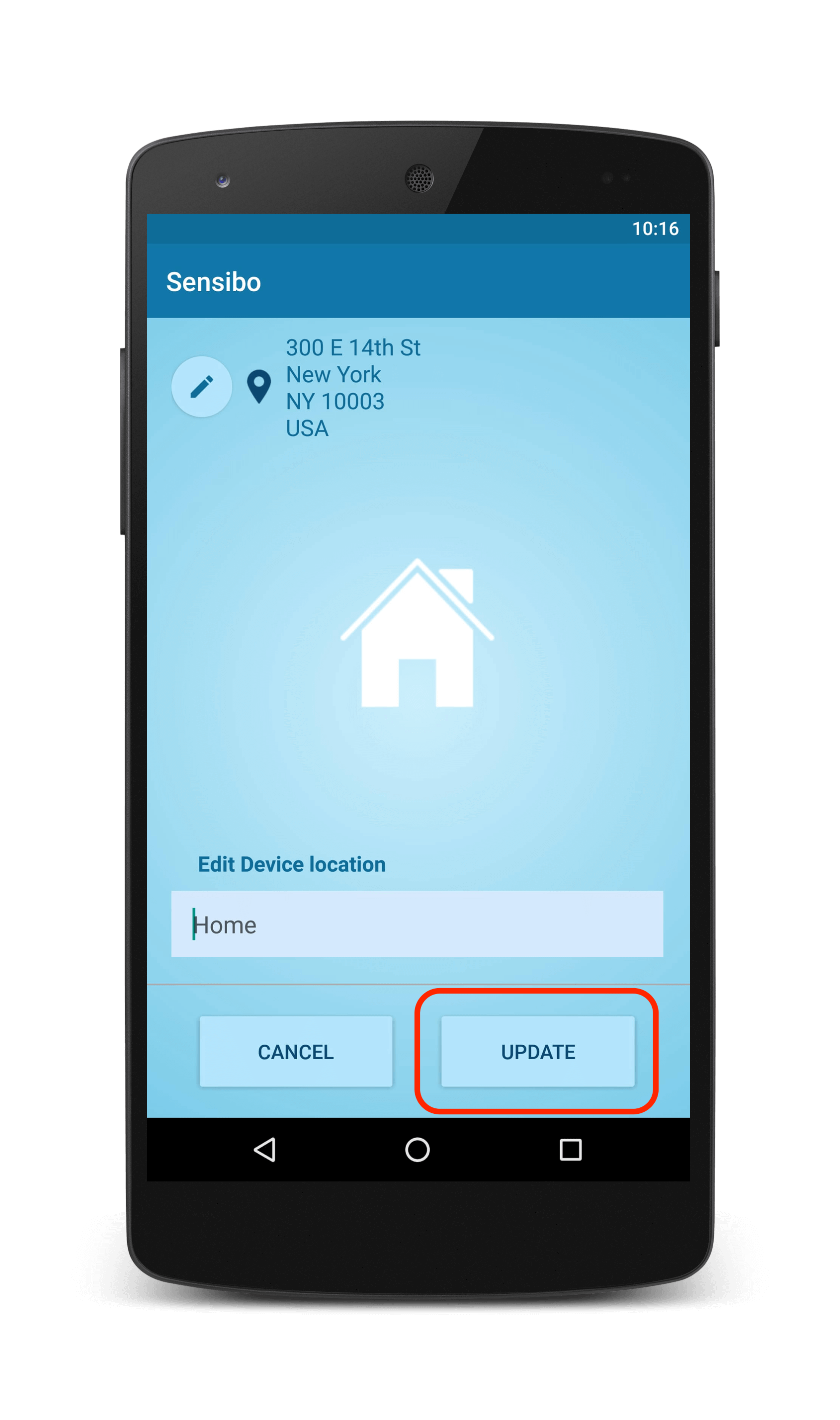 Sensibo Update location