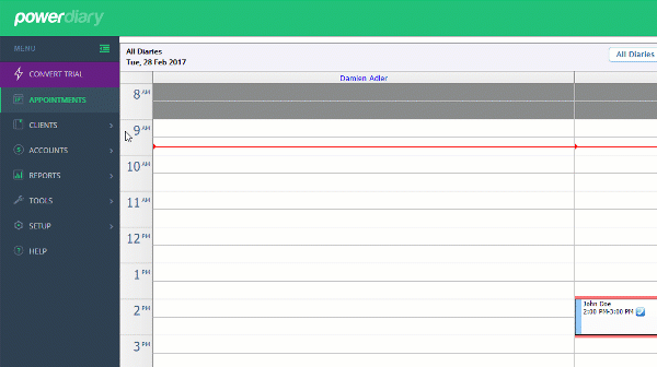 Adding clients, method two. A video demonstration of how to add clients in Power Diary.