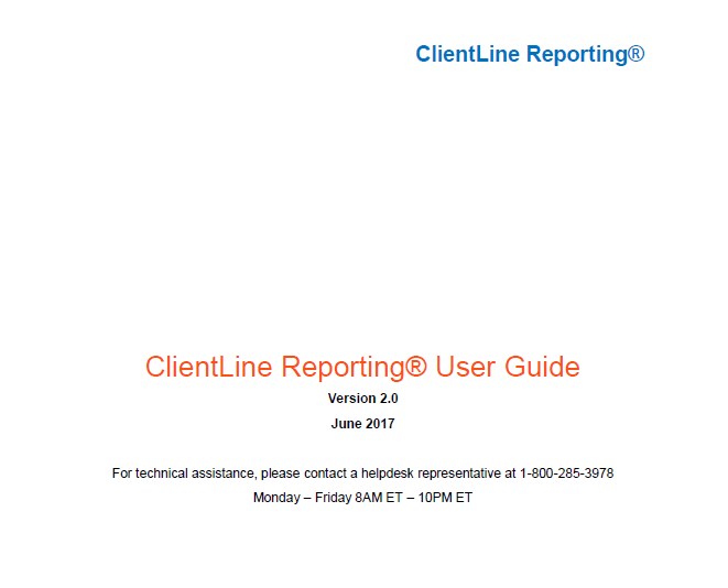 ClientLine Reporting User Guide