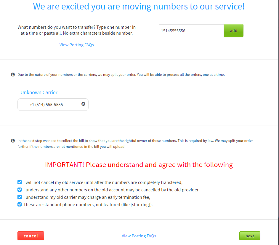 Porting Numbers