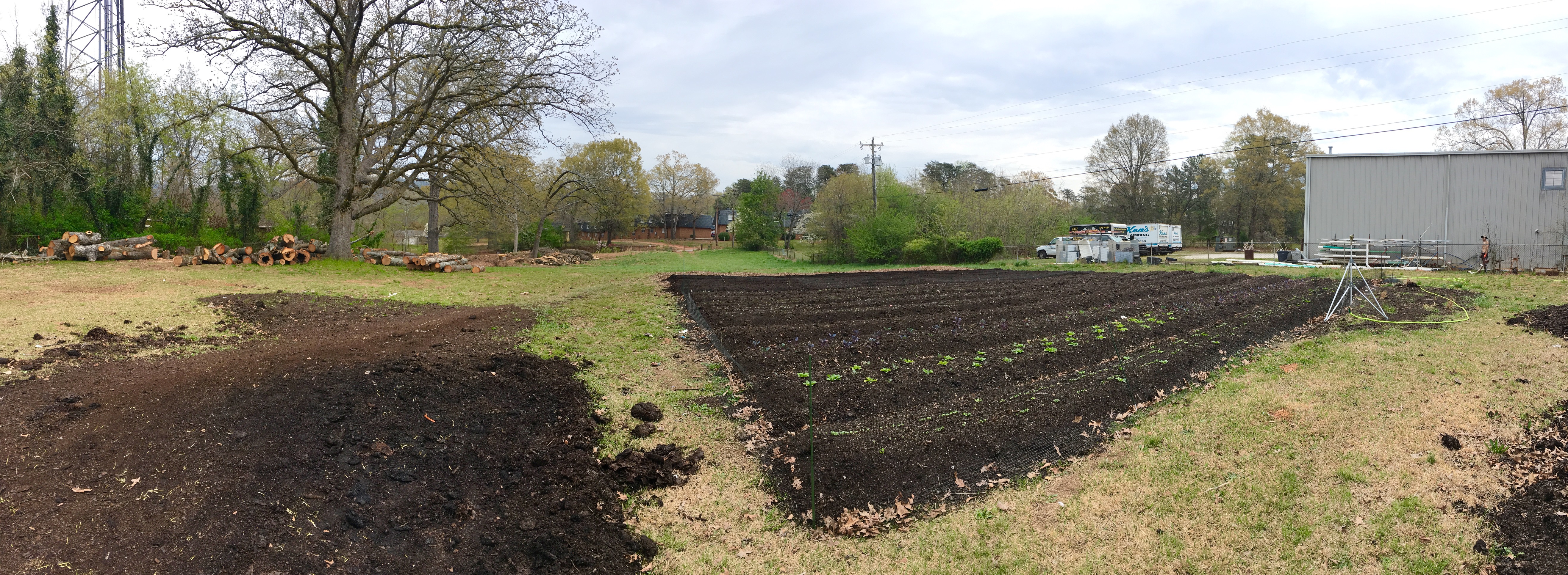 The first rows being installed at Oak Hill Cafe & Farm, in a no-till permaculture system. The farm isn't certified organic. but all of our methods meet or exceed the guidelines of the National Organic Program. No-till organic gardening
