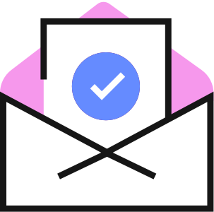 paper with a checkmark emerging from an envelop