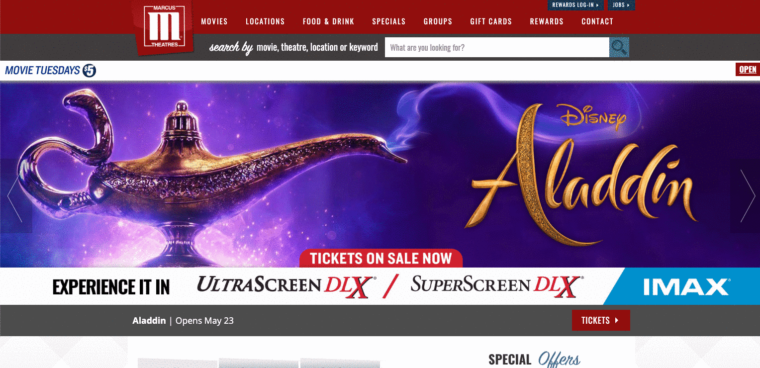 Scrolling Through Marcus Theaters Website Gif